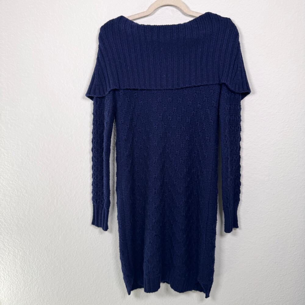 Anthropologie Sparrow Womens Sweater Mini Dress Cowl Neck Sz XS Merino Wool Blue